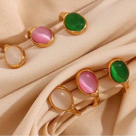 Anthropologie White Agate 18K Gold Stainless Steel Waterproof Cuff Bracelet - Picture 5 of 6